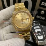 Perfect Replica 41mm Rolex Oyster Perpetual Gold Diamond Dial Watch